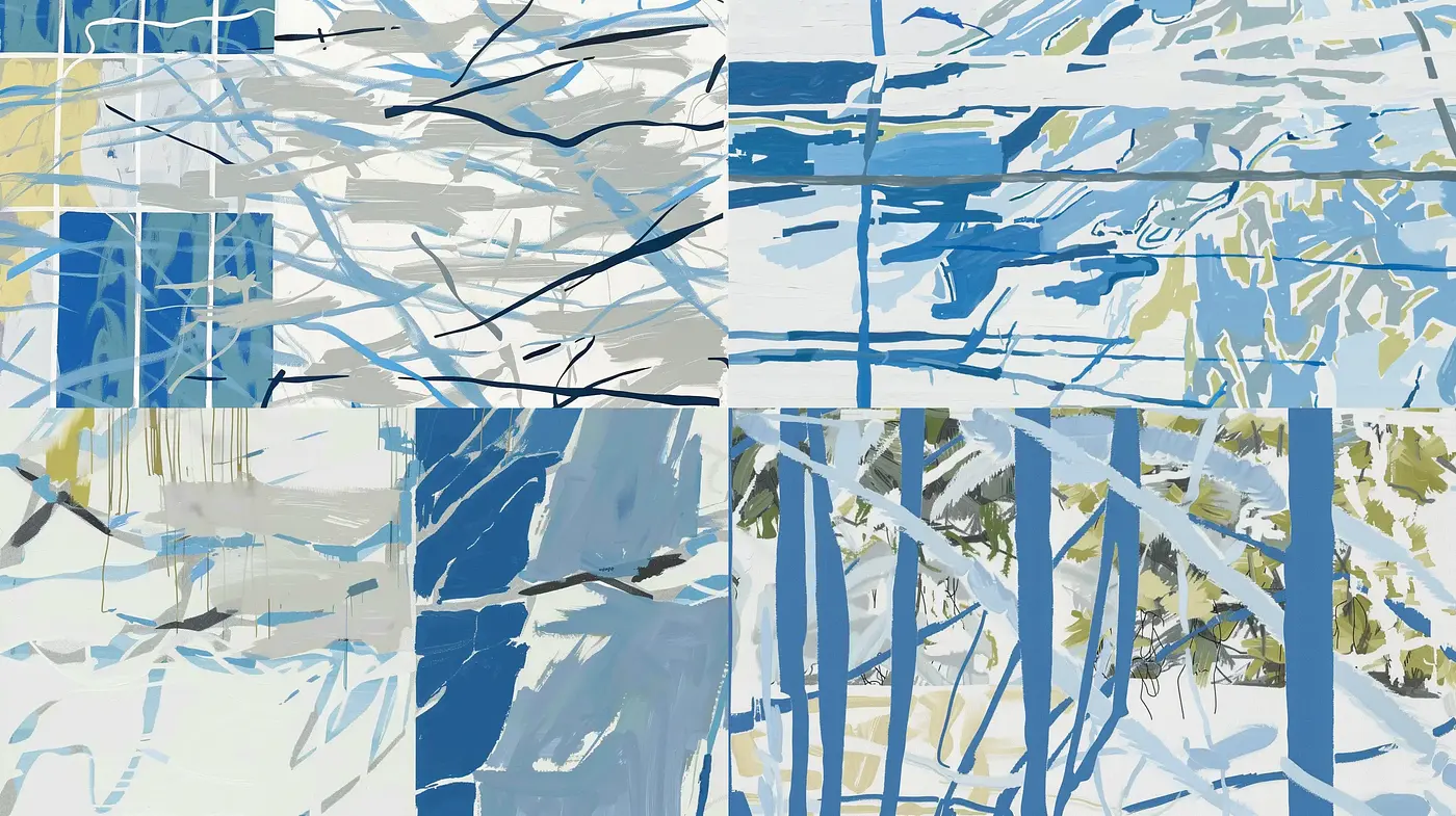 Abstract Fragmented Impressions in Cool Hues - Midjourney sref style