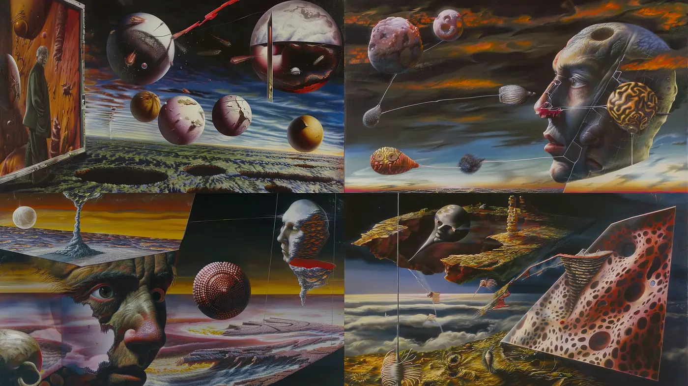 Surreal Dreamscape with Cosmic Melancholy - Midjourney sref style