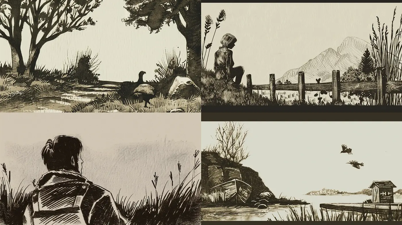 Elegiac Sepia-toned Pastoral Vistas - Midjourney sref style