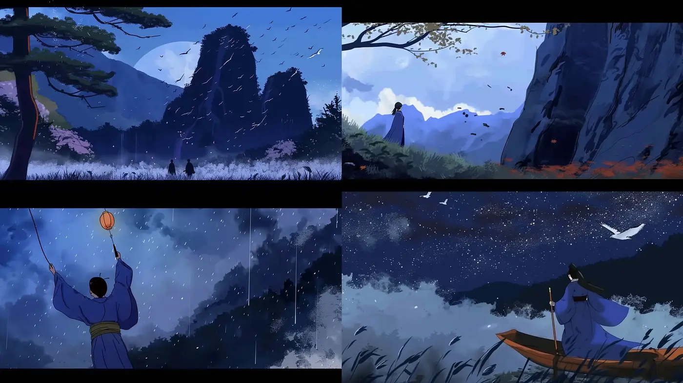 Moonlit Serenity: A Harmonious Blend of Asian-Inspired Animation and Impressionistic Environments - Midjourney sref style