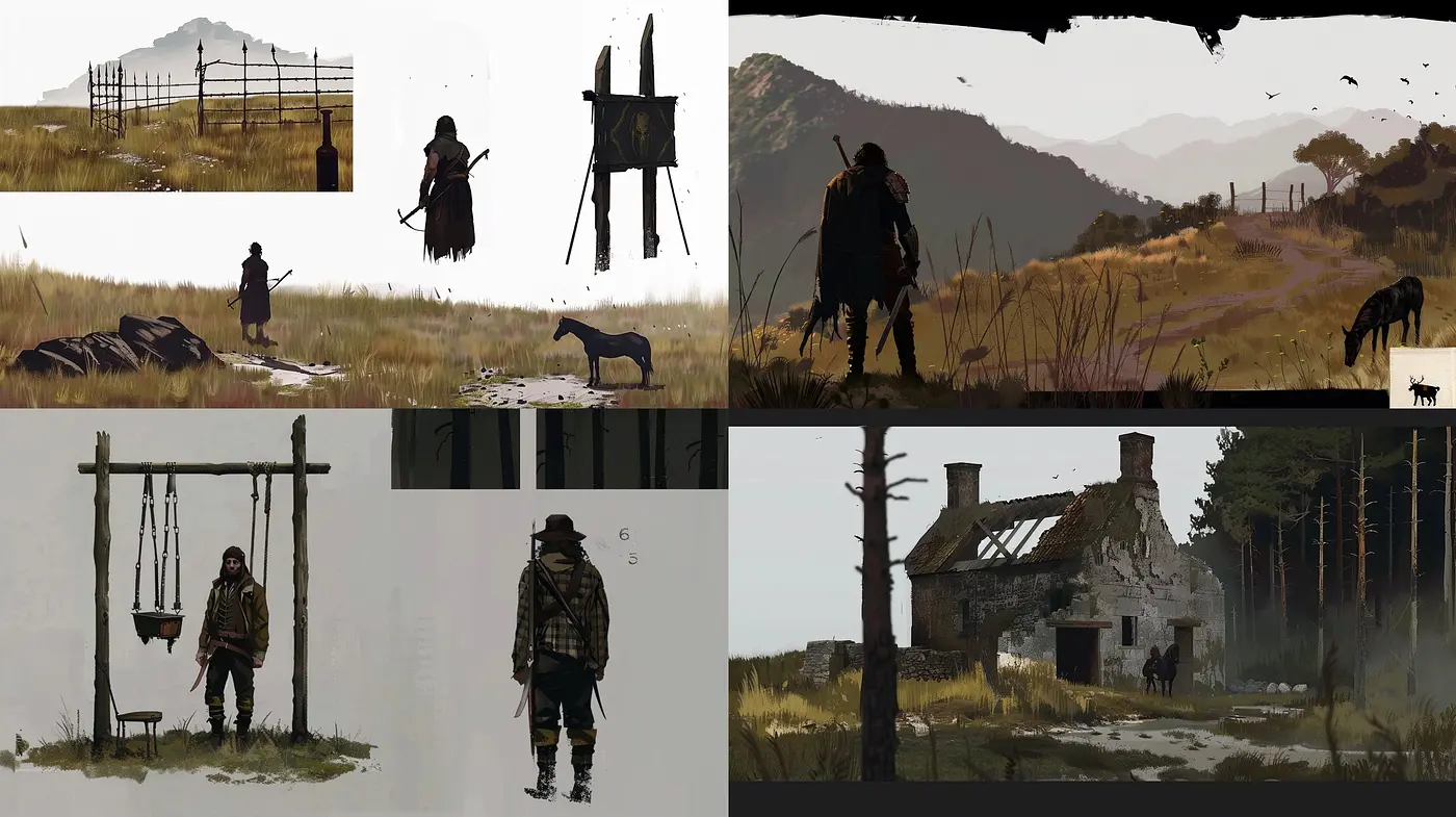 Rustic Tales of Solitude: An Ode to Earthy Tones and Textured Brushwork - Midjourney sref style