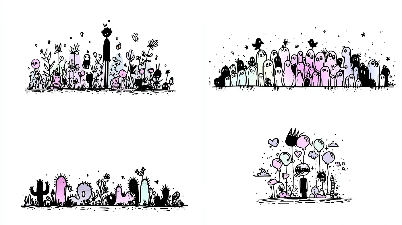 Whimsical and Playful Illustrative Style with Consistent Character Design - Midjourney sref style