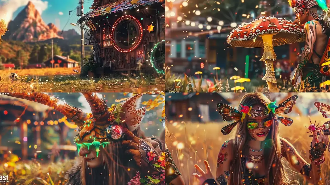 Whimsical and Enchanting Fantasy Landscape with Eclectic Elements - Midjourney sref style