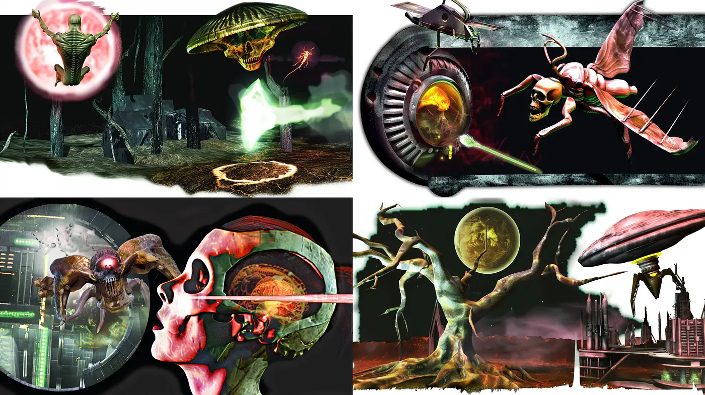 Futuristic Biomechanical Dreamscape - Midjourney sref style