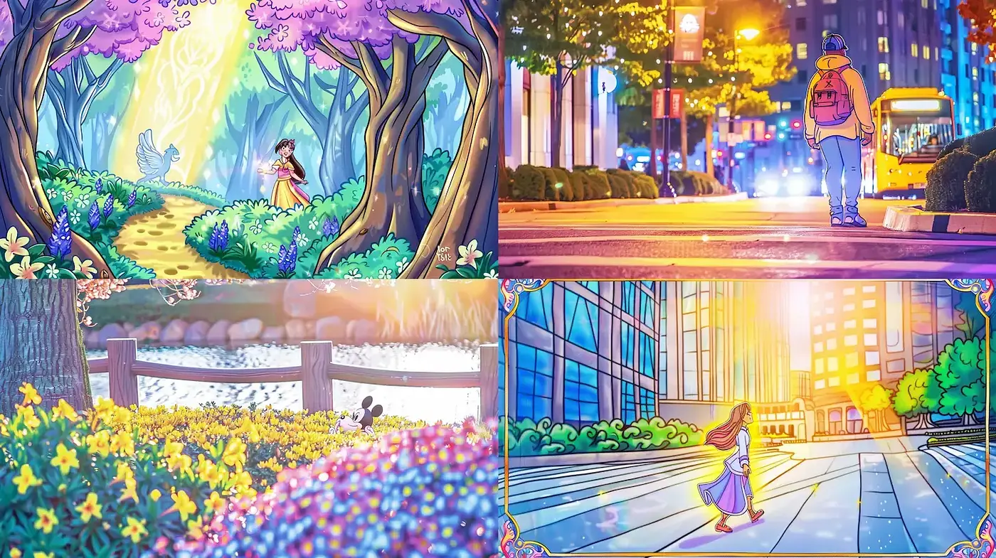 Vibrant and Whimsical Fantasy Art with Urban Influence - Midjourney sref style