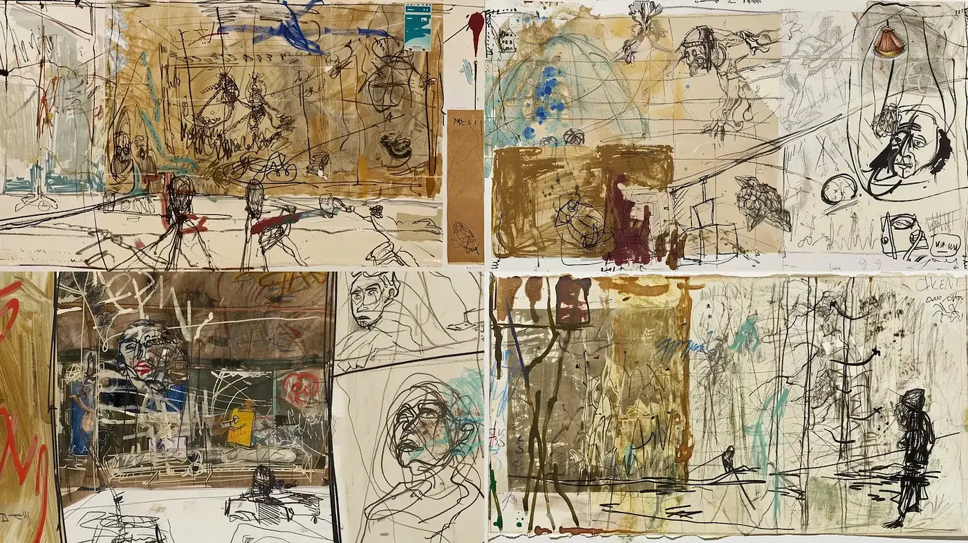 Dynamic and Expressive Mixed Media with Subdued Earth Tones - Midjourney sref style