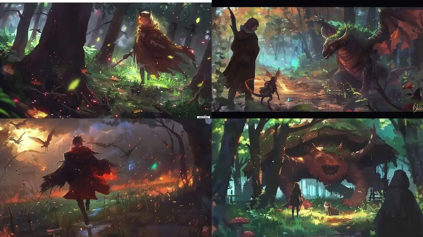 Enchanting and Dynamic Fantasy Art with Lush Textures - Midjourney sref style
