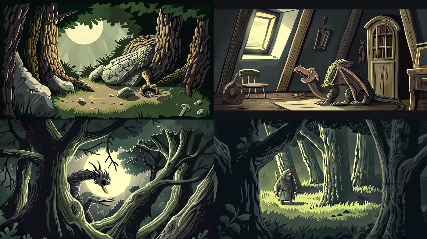 Enchanted Evening: A Harmonious Blend of Stylized Nature and Whimsical Storybook Aesthetics - Midjourney sref style