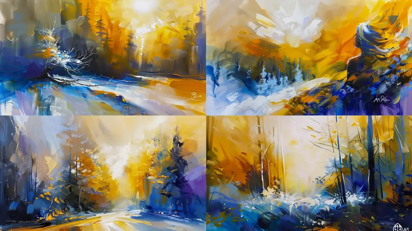 Impressionistic Landscape with Vivid Colors and Dynamic Brushwork - Midjourney sref style