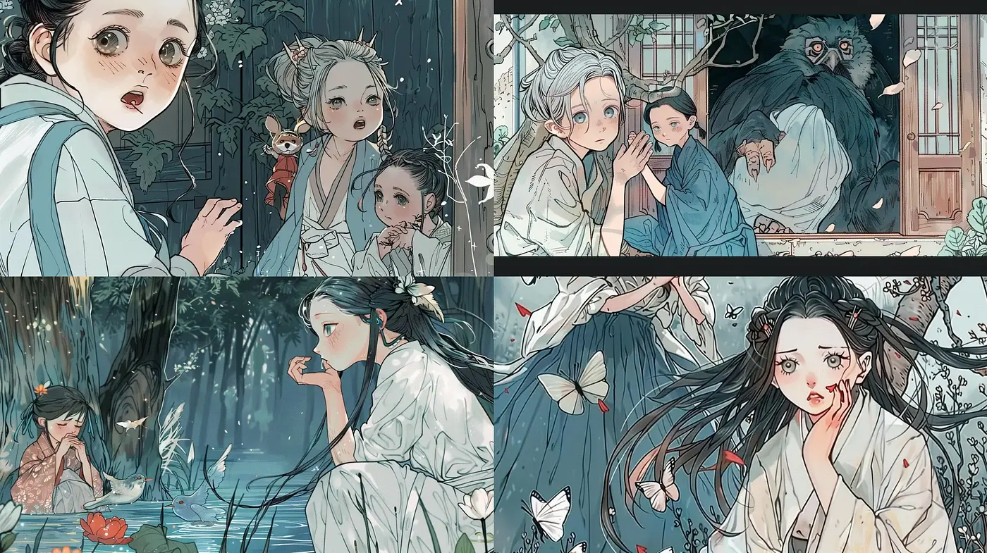 Ethereal Asian Folklore Aesthetic with a Contemporary Graphic Novel Twist - Midjourney sref style