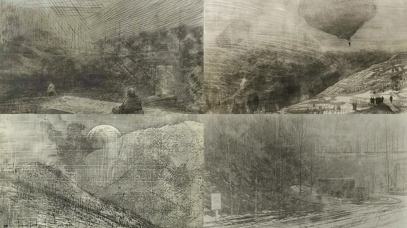 Ethereal Landscapes with Impressionistic Textures and Atmospheric Depth - Midjourney sref style