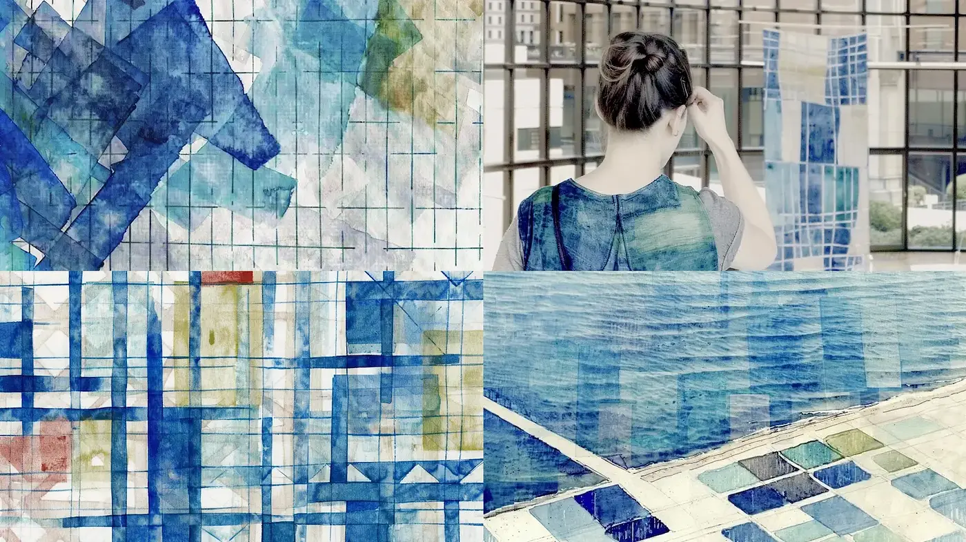 Harmonious Blends of Blue in Contemporary Abstract Art - Midjourney sref style