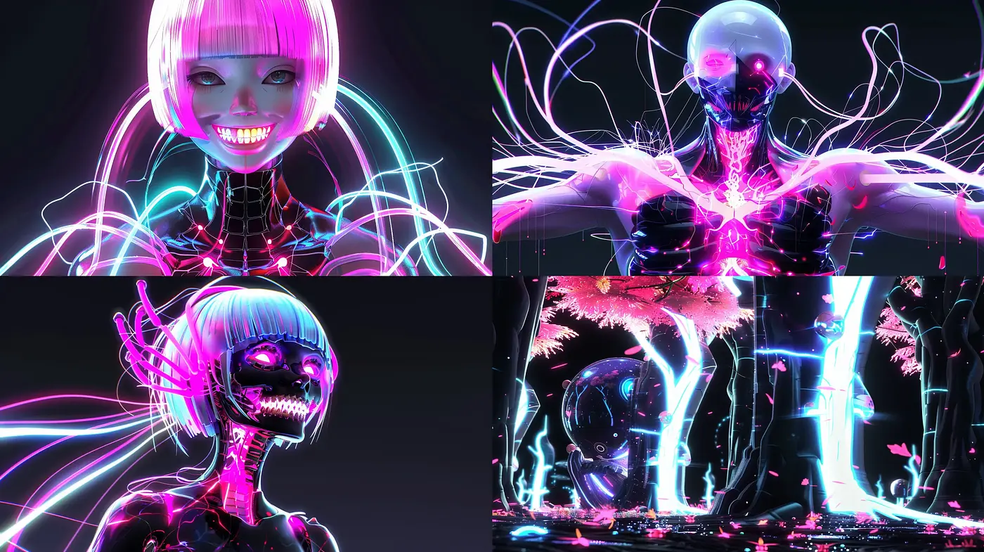 Neon Cyber Dreamscape - Midjourney sref style