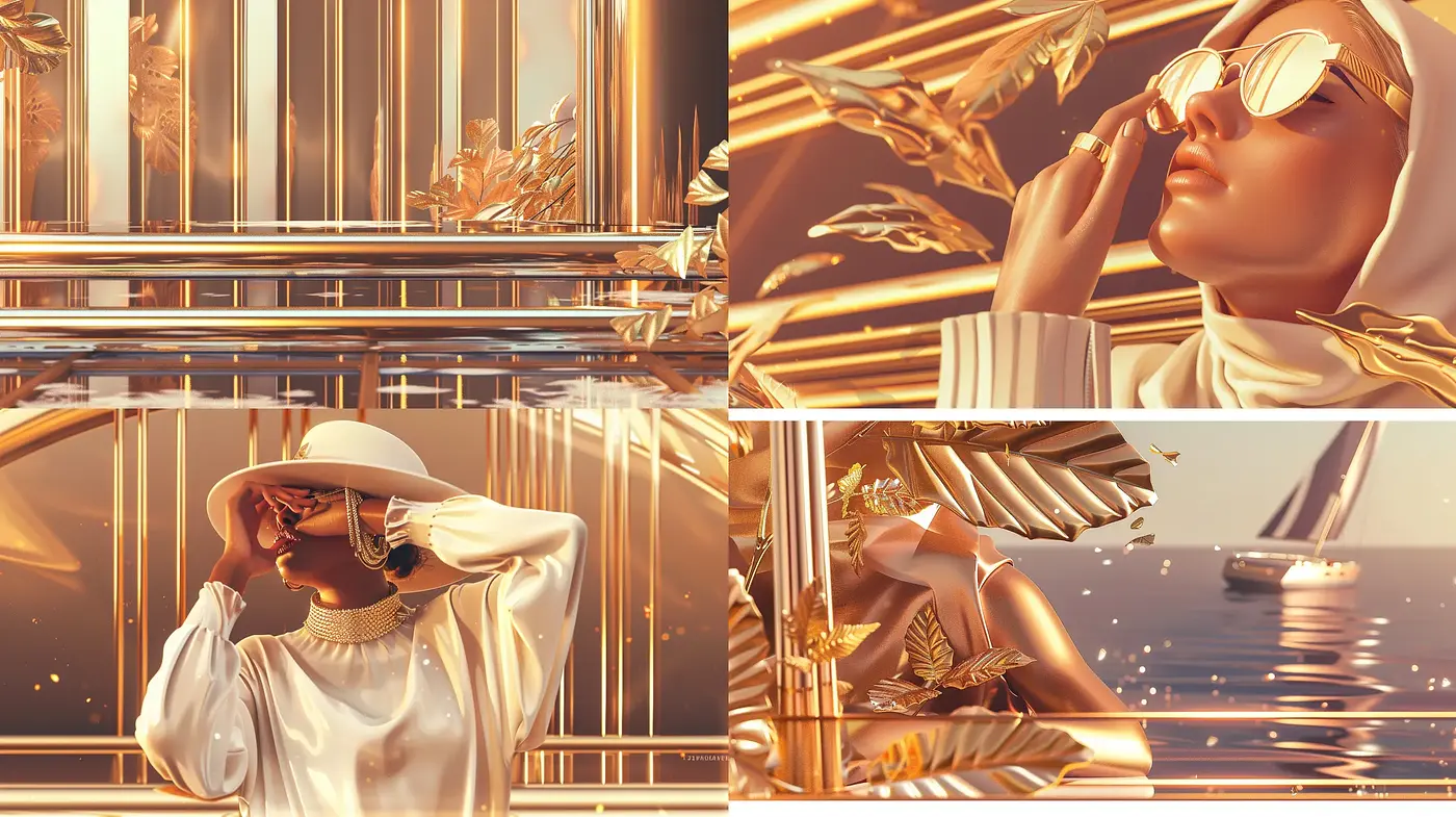Lustrous Golden Brilliance in Contemporary Digital Art - Midjourney sref style