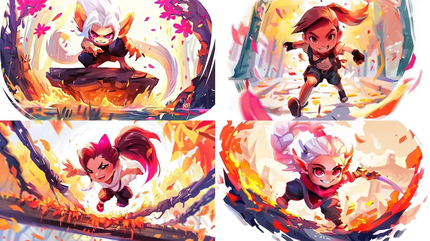 Dynamic and Colorful Fantasy Action with a Playful Vibe - Midjourney sref style