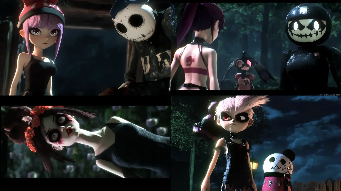 Gothic Whimsy in a Dark Fantasy Animation - Midjourney sref style