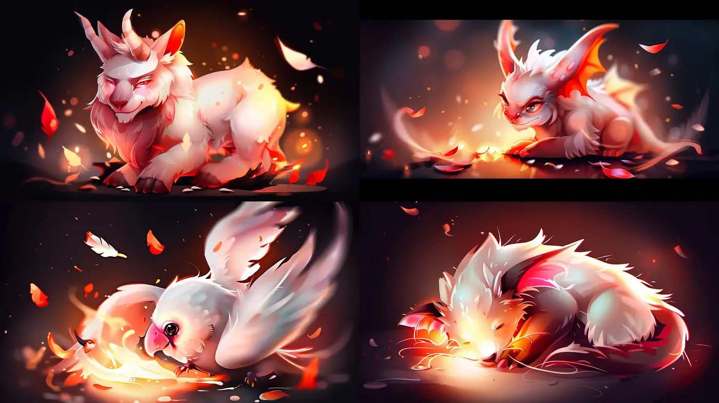 Ember-Infused Fantasy Creatures Rendered in Dynamic Digital Brushwork - Midjourney sref style