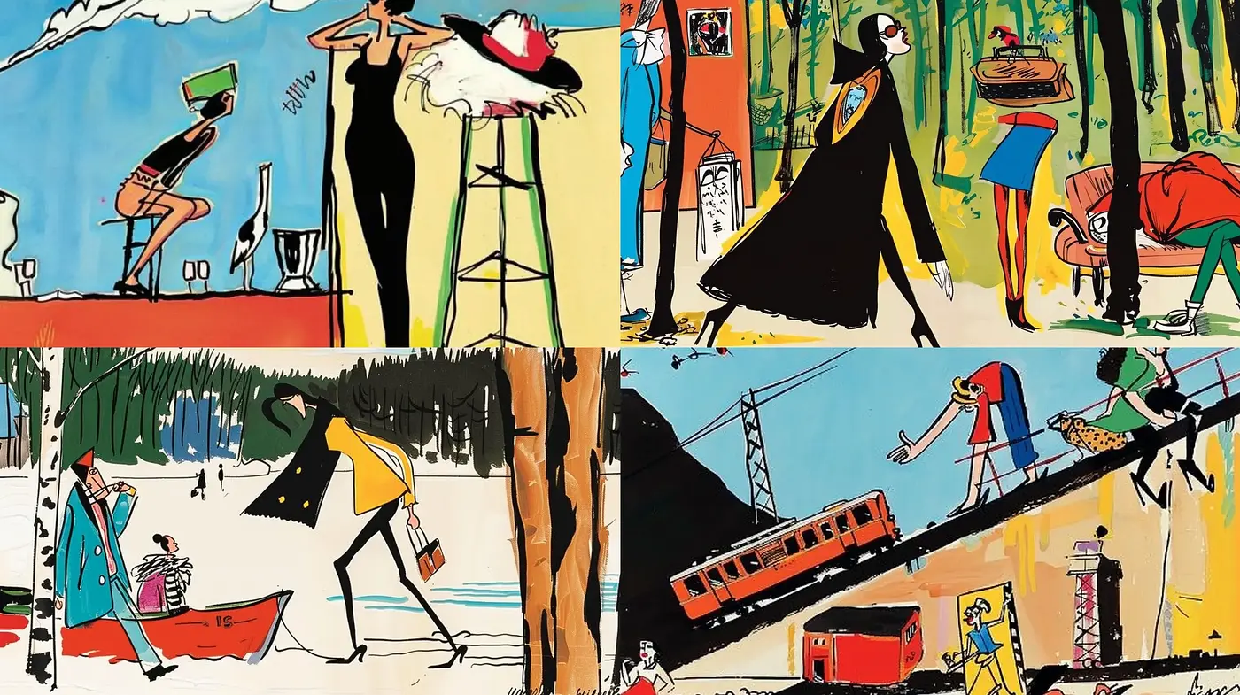 Vibrant Expressionist Panache with a Modernist Twist - Midjourney sref style