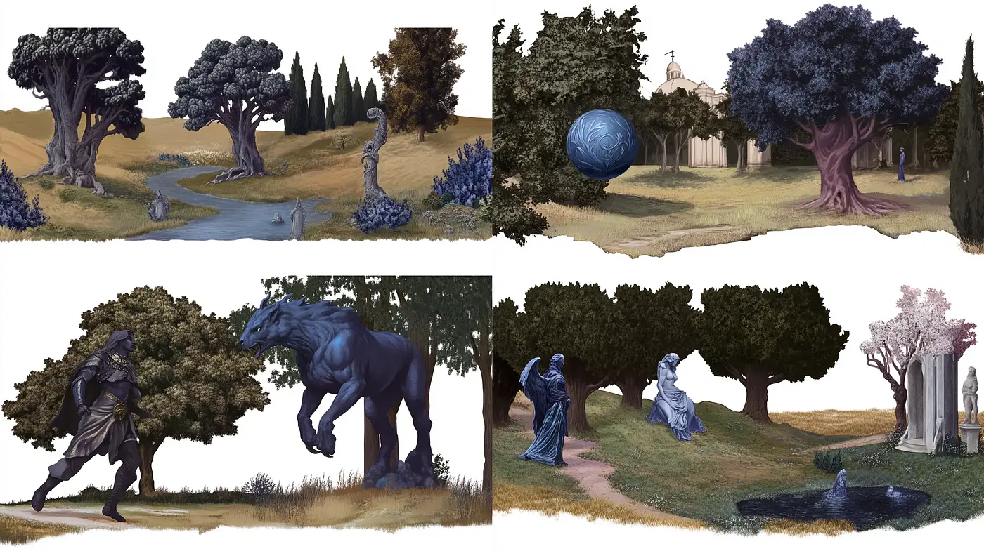 Pastoral Elegy in Twilight Hues: A Consistent Exploration of Serene Fantasy - Midjourney sref style