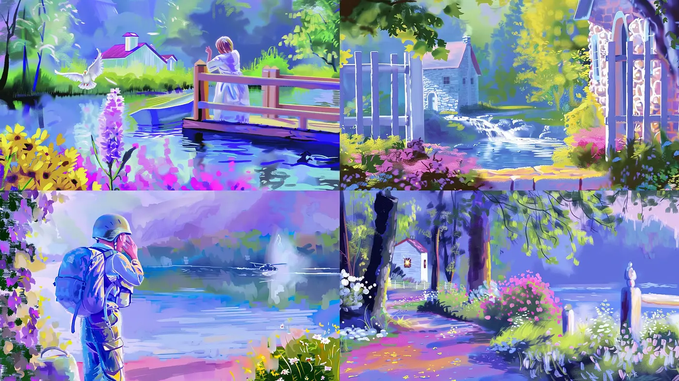 Idyllic Nature Scenes with Luminous Impressionist Influence - Midjourney sref style