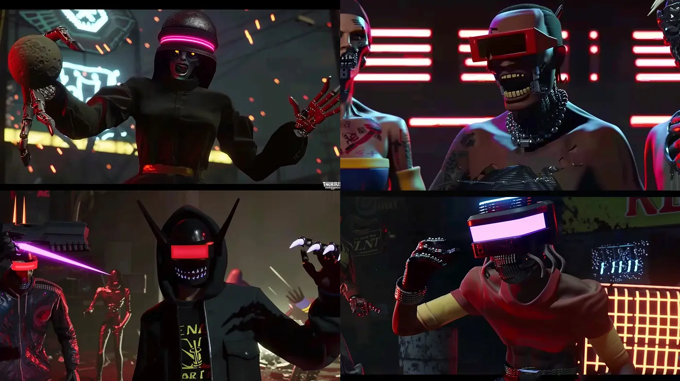 Neon Cyberpunk Synthesis: A Fusion of Virtual Aesthetics and Chromatic Vibrancy - Midjourney sref style