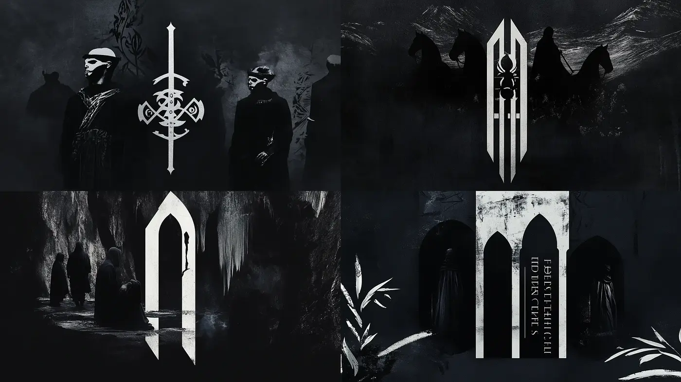 Monochromatic Elegance with Neo-Gothic Nuances and Surreal Silhouettes - Midjourney sref style