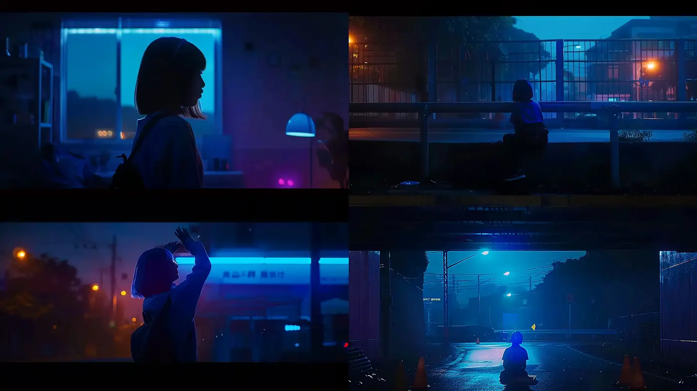 Nocturnal Hues of Urban Solitude - Midjourney sref style