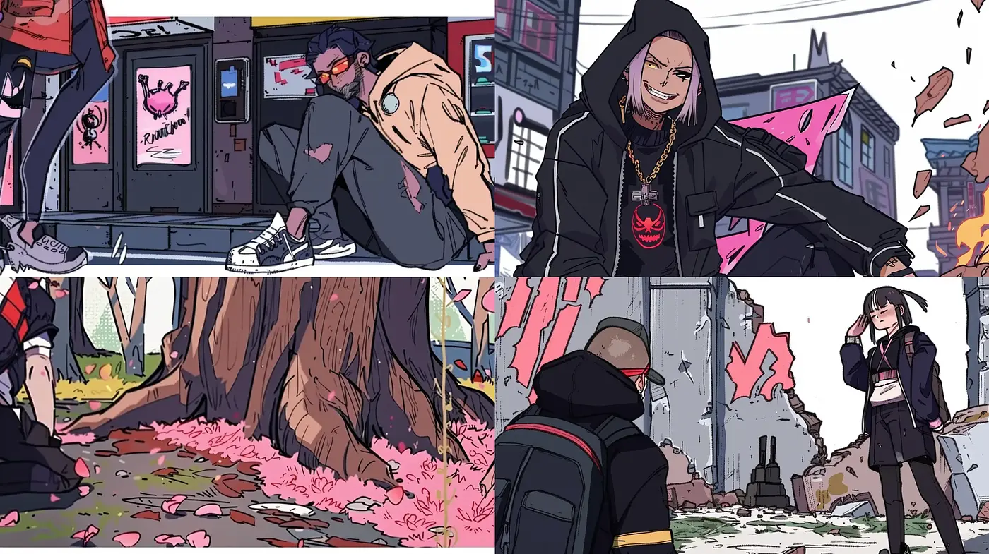 Urban Anime-Inspired Dynamic Illustration Series - Midjourney sref style