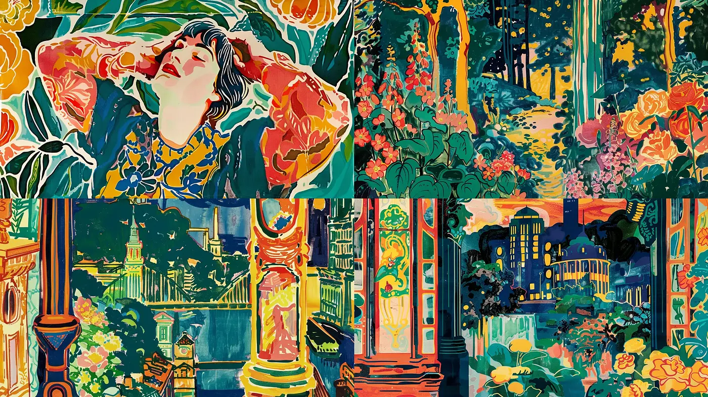 Lush Expressionistic Garden Dreamscape - Midjourney sref style