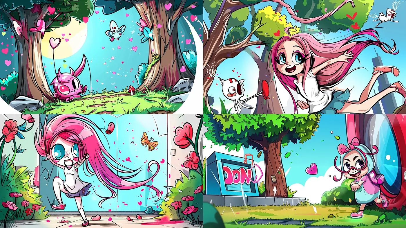 Whimsical Cartoon Dreamscape with Vibrant Storybook Charm - Midjourney sref style