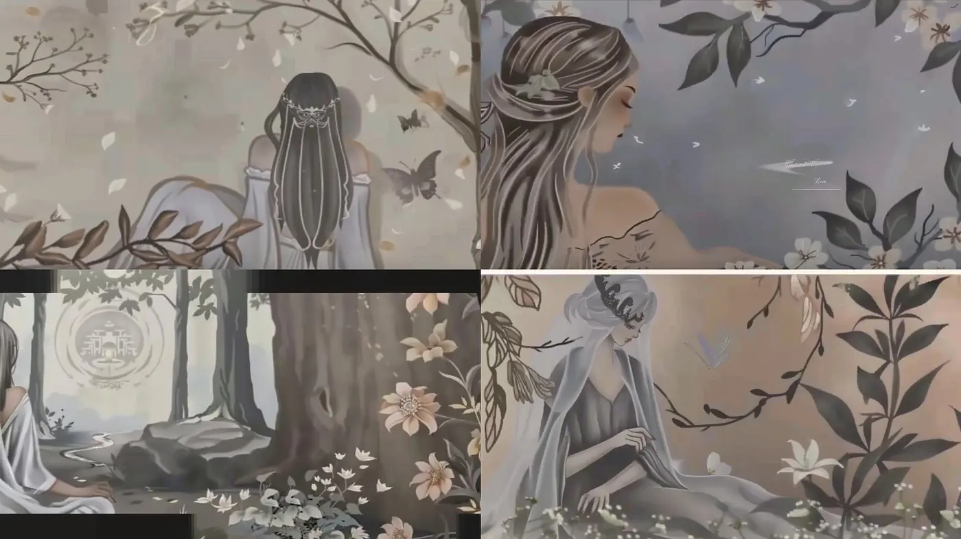 Serene Nature Embrace with Ethereal Overtones - Midjourney sref style