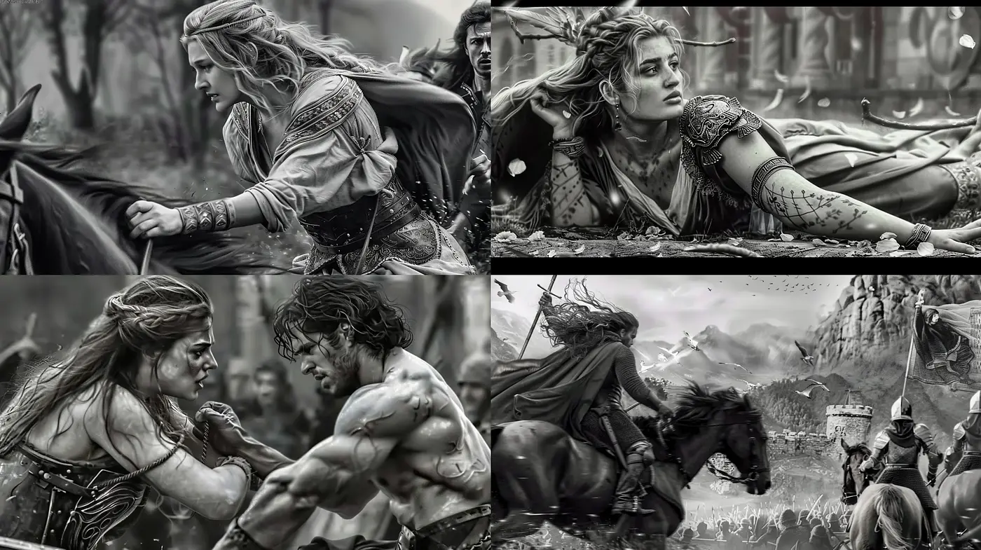 Monochromatic Epoch of Myths and Heroes - Midjourney sref style
