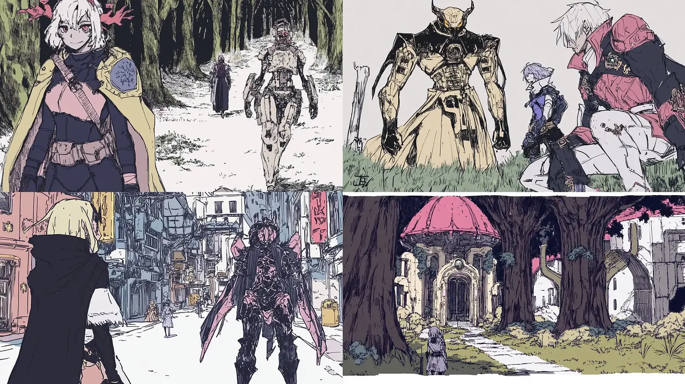 Ethereal Sketchbook Fantasia: A Cinematically Inspired Illustrative Series - Midjourney sref style