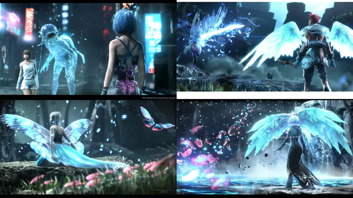 Iridescent Cyber Fantasy: A Synthesis of Ethereal Glow and Urban Neon - Midjourney sref style