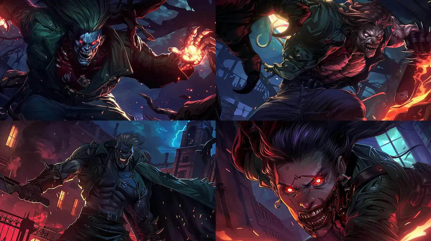 Dynamic and Intense Illustrations with Dark Fantasy Elements - Midjourney sref style
