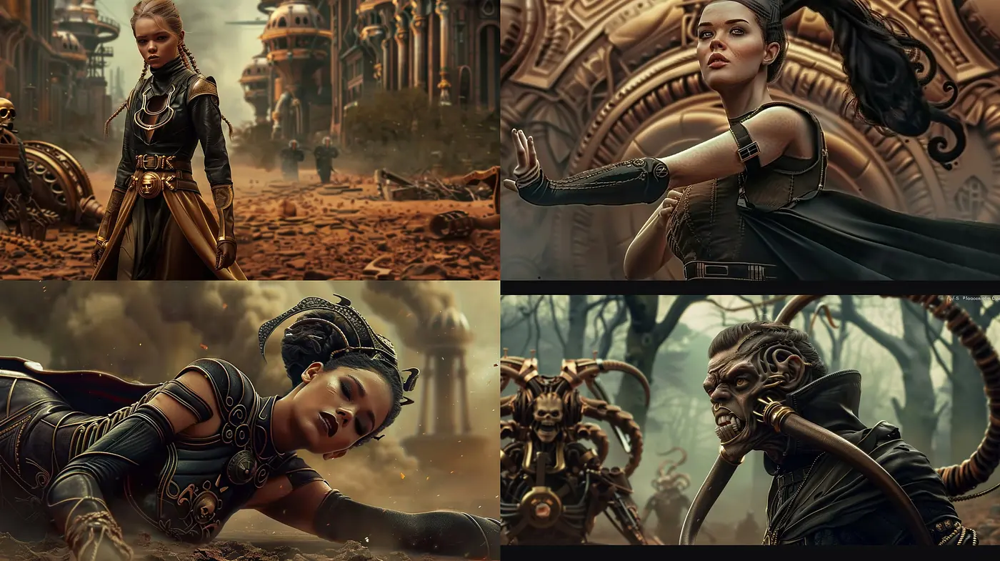 Steampunk Odessey: A Symphony of Sepia Tones and Retrofuturistic Grace - Midjourney sref style