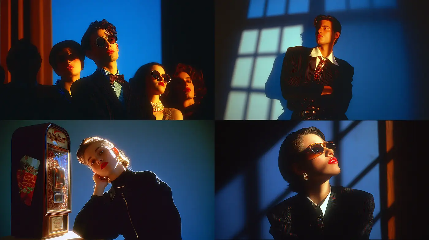 Retro Cinematic Portraiture with Dramatic Lighting - Midjourney sref style