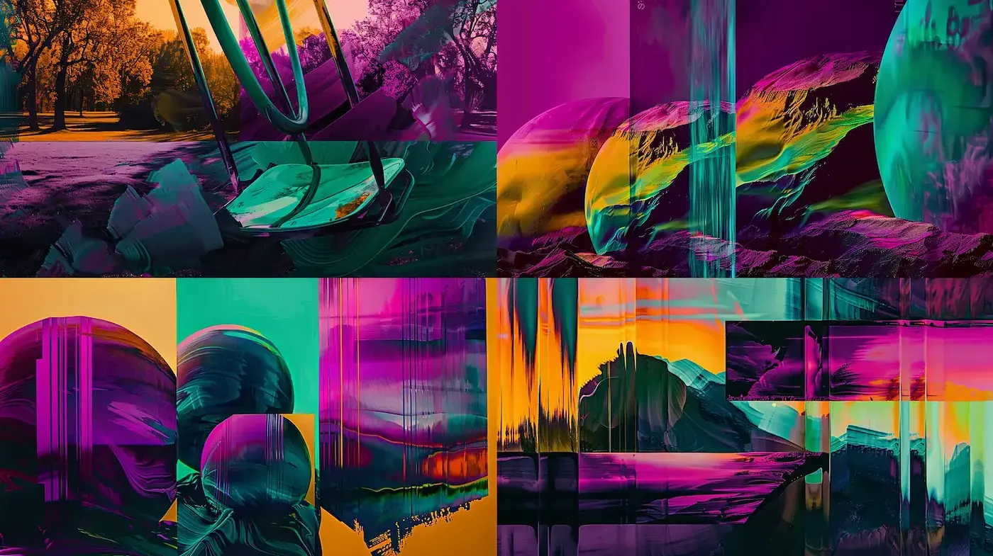 Neon-Drenched Surreal Dreamscape - Midjourney sref style