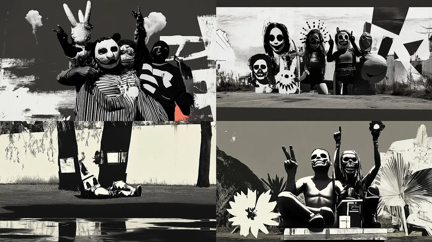 Monochromatic Dreamscape in Surrealist Brushstrokes - Midjourney sref style