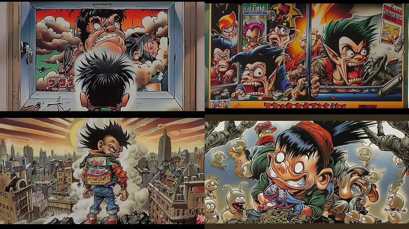 Dynamic and expressive retro cartoon style with vibrant colors - Midjourney sref style