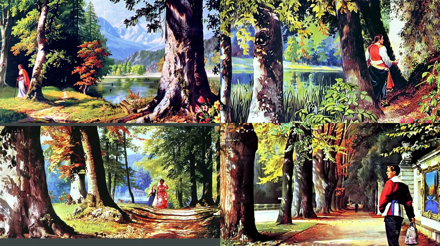 Idyllic Nature and Vintage Illustration Fusion - Midjourney sref style