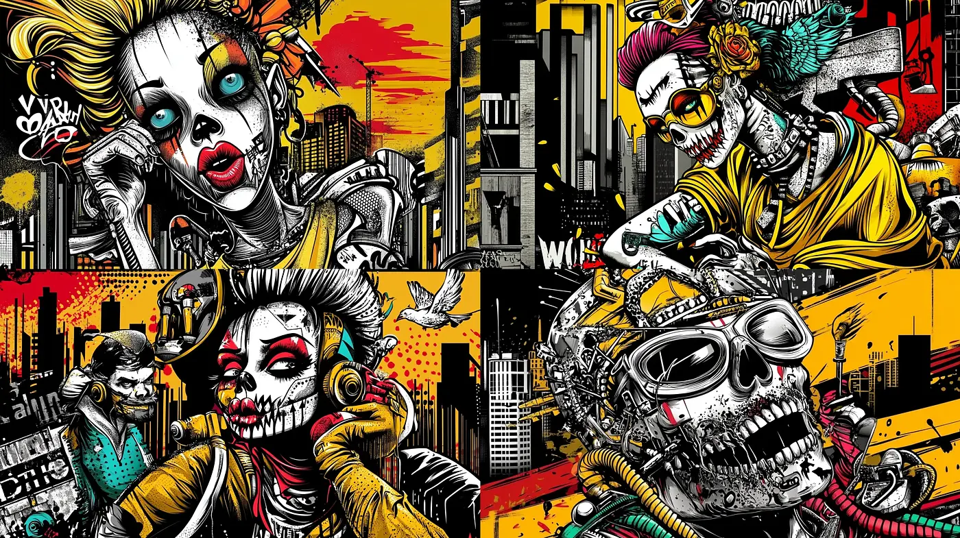 Vibrant Urban Pop Art Fusion with a Street Edge - Midjourney sref style