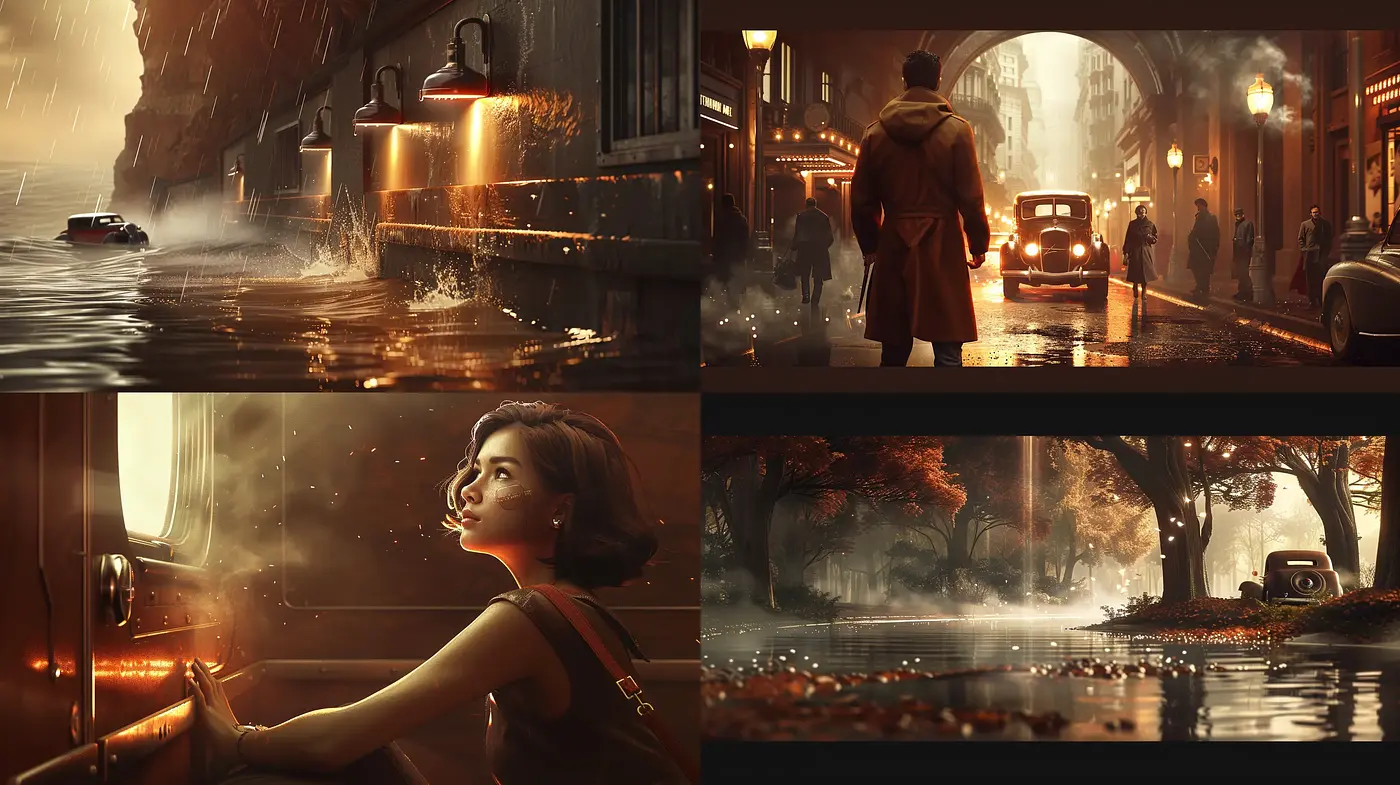 Nostalgic Autumn Hues: A Cinematic Journey through Warm Light and Shadows - Midjourney sref style