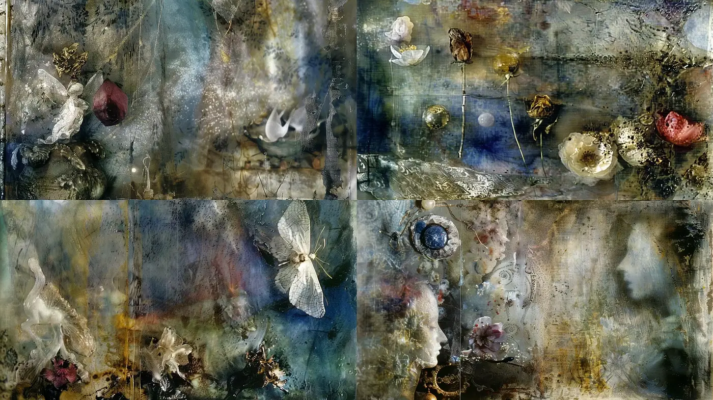 Ethereal Dreamscapes with Abstract Textural Harmony - Midjourney sref style