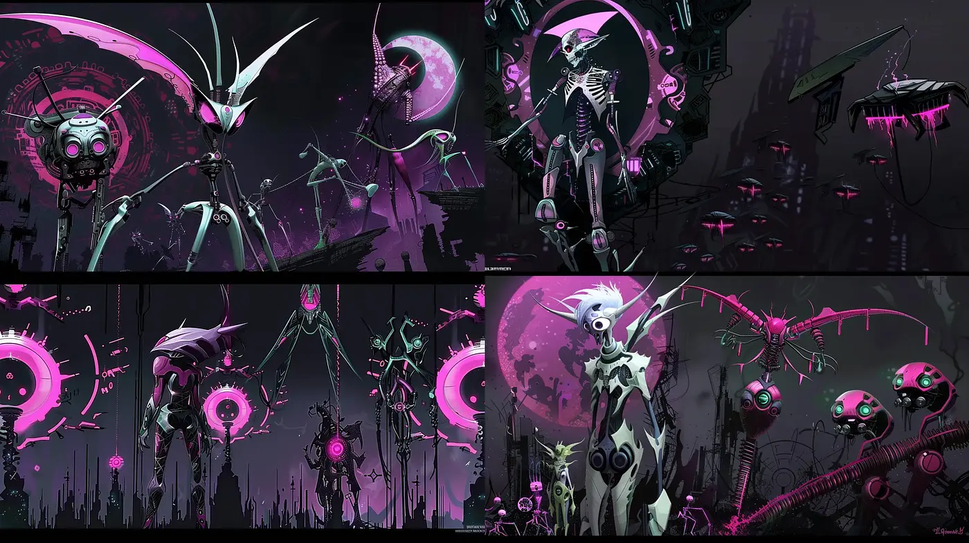 Cybernetic Nocturne: A Fusion of Neon and Dystopia in Digital Art - Midjourney sref style