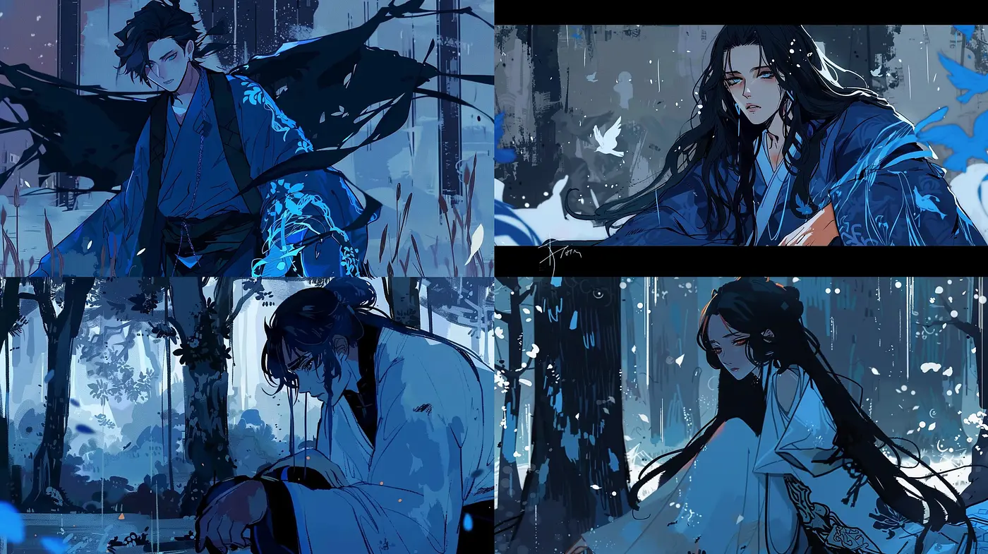 Midnight Blues: An Evocative Dance of Indigo and Moonlight - Midjourney sref style