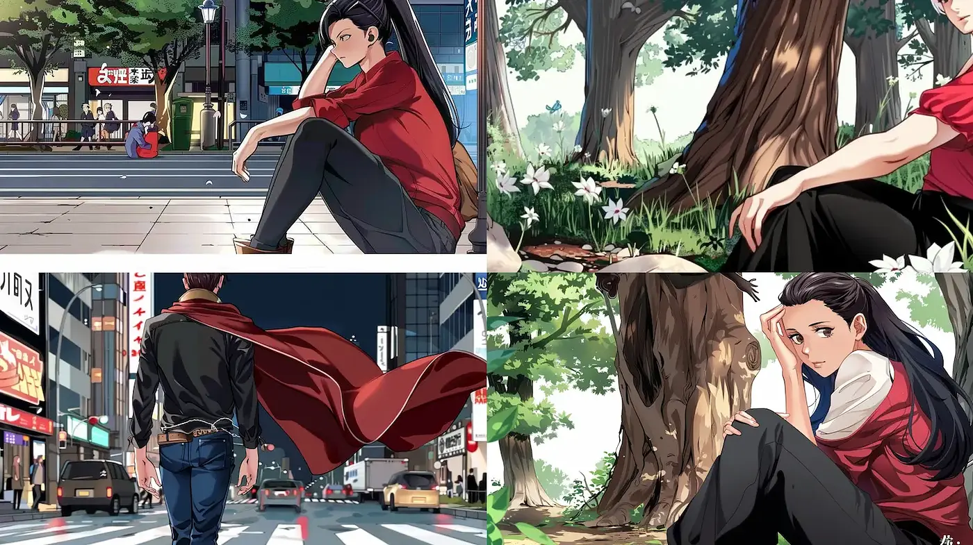 Stylized Urban and Natural Scenes with a Dynamic Yet Reflective Tone - Midjourney sref style