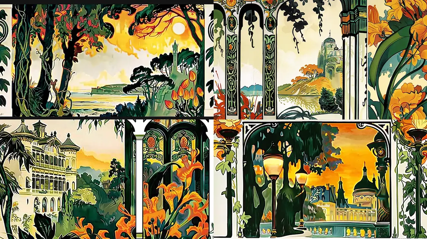whimsical and vibrant illustration style with a nature-inspired motif - Midjourney sref style