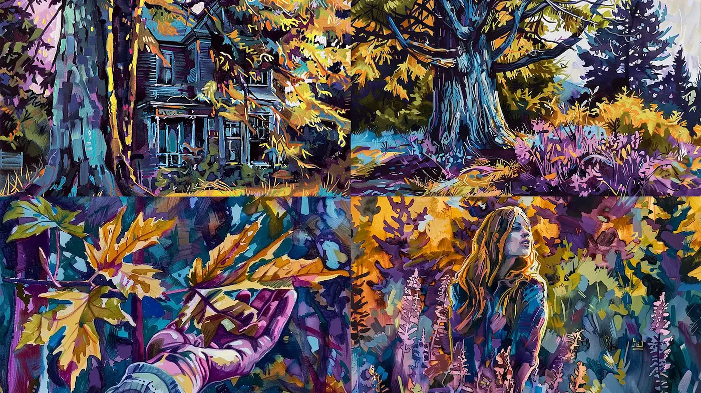 Vibrant, expressive landscape and figure painting with impressionistic qualities - Midjourney sref style