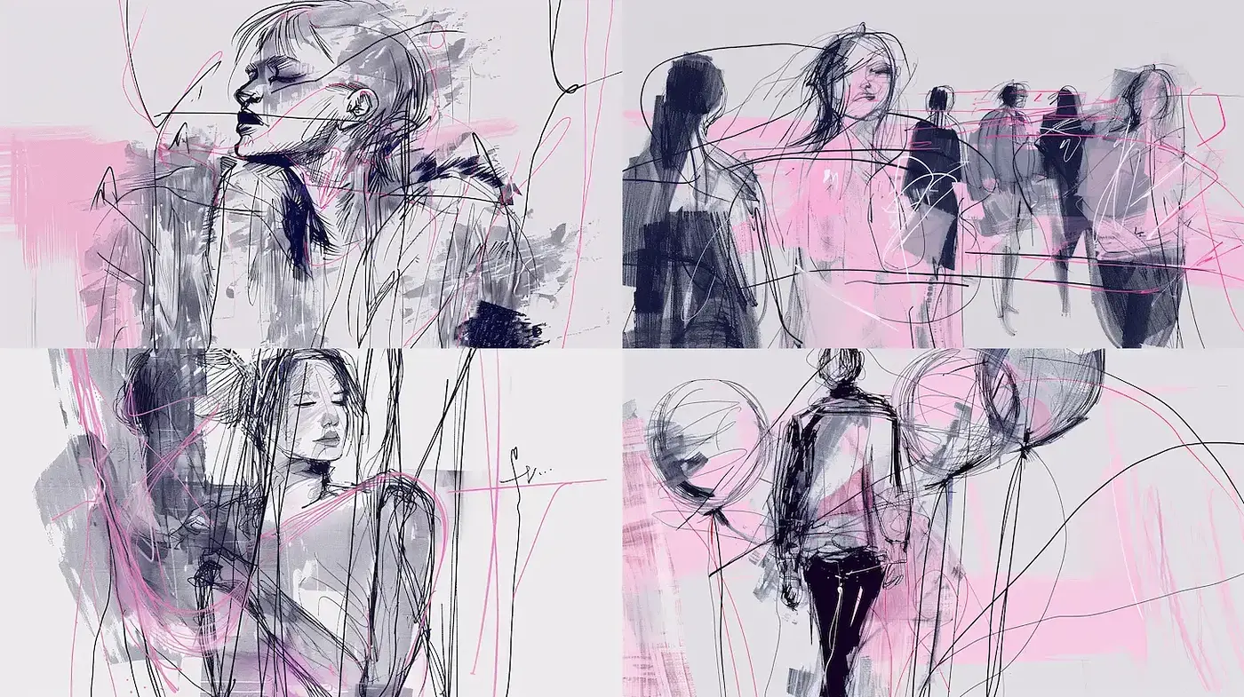 Dynamic and Expressive Sketch Art with a Contemporary Flair - Midjourney sref style